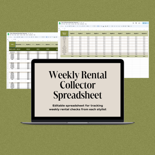 Salon Owner Weekly Rental Collection Spreadsheet