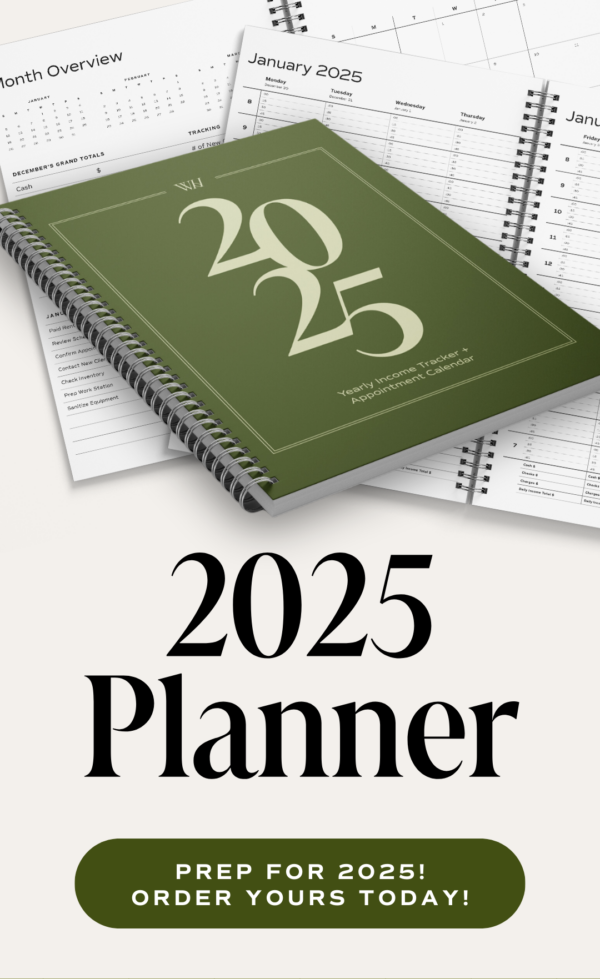 2025 Yearly Appointment Calendar + Income Tracker